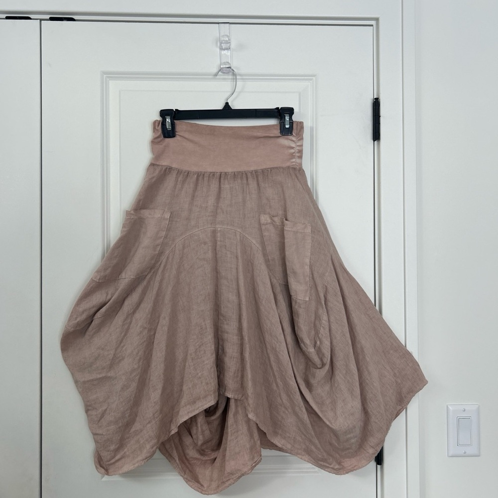 Inizo ONZ Balloon Italian linen Skirt in Dusty Rose
